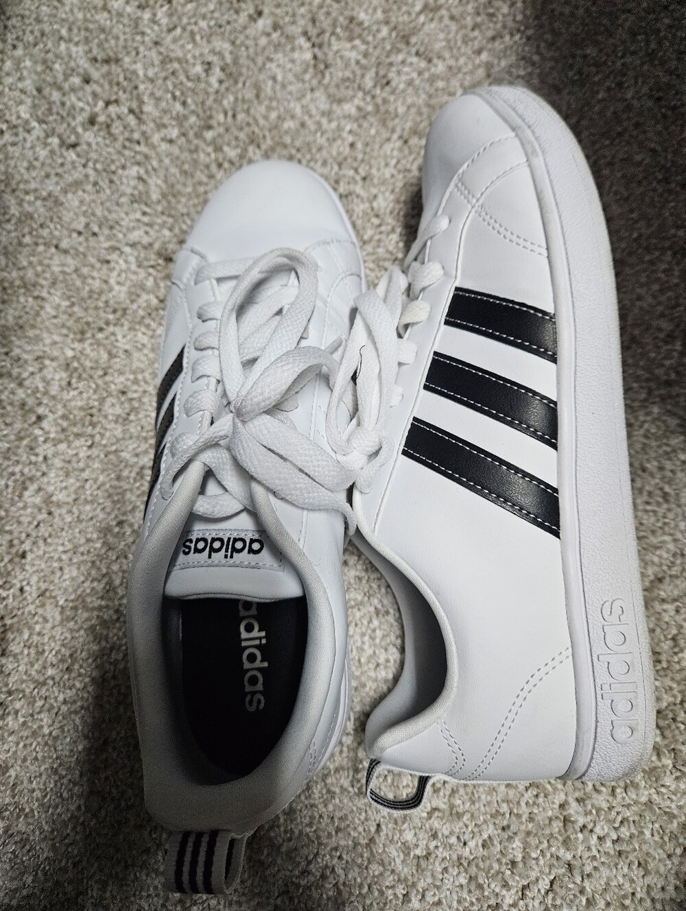 adidas Women's White Sneakers with Black Stripes